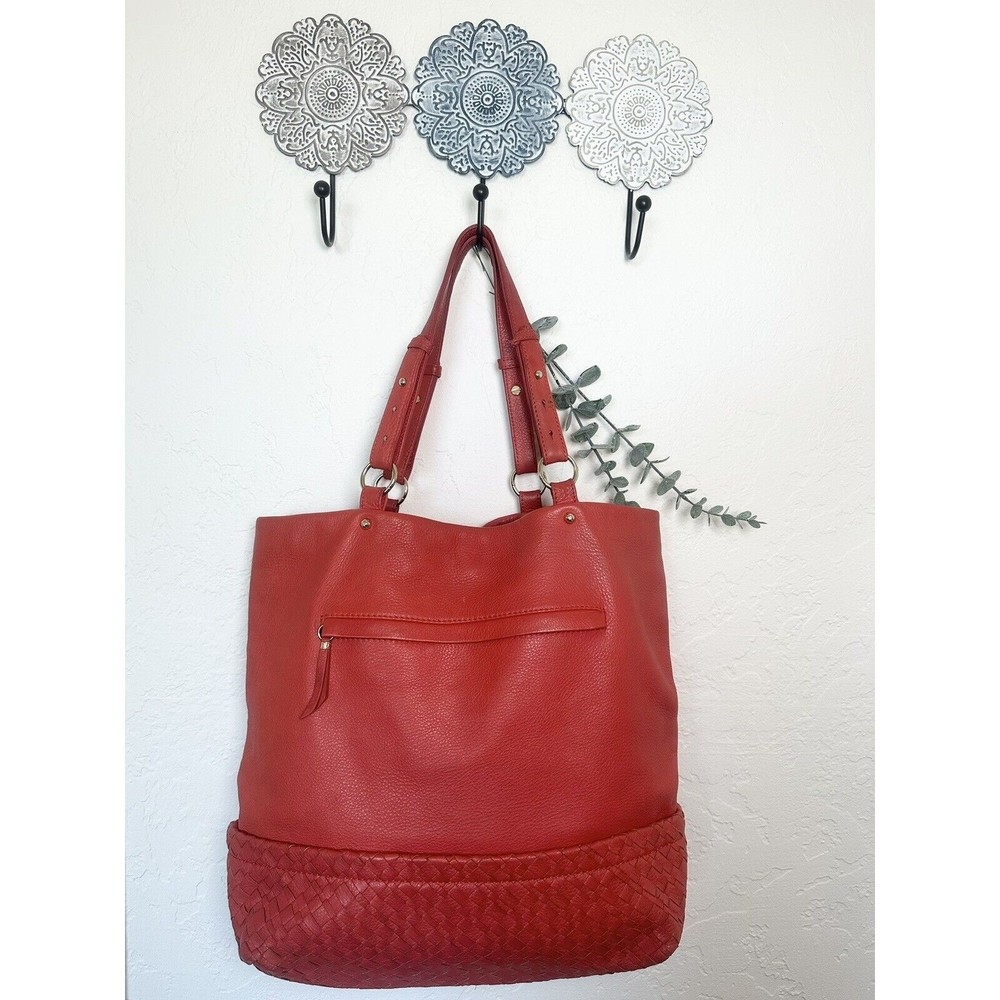 Elliott Lucca Red Leather Shoulder Tote